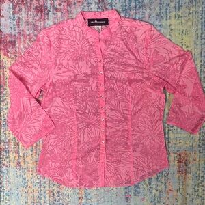 Sag Harbor sheer Pink Printed Button-Up Top